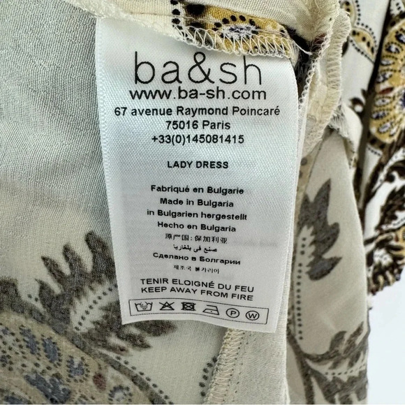 Ba&Sh Vienne Printed Crepe Midi Dress Flower Leaf Print Cream Size 8 NWT - Picture 10 of 14